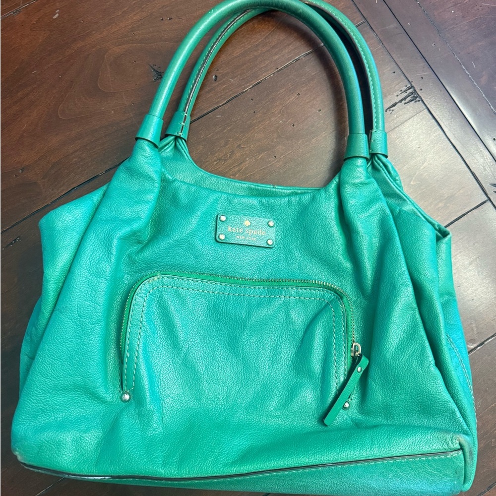 Stunning Kate Spade New York Teal Leather Tote/Shoulder Bag USED